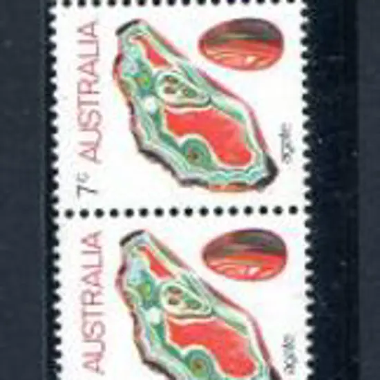 1973 7c Agate in positional strip of 10 with ...