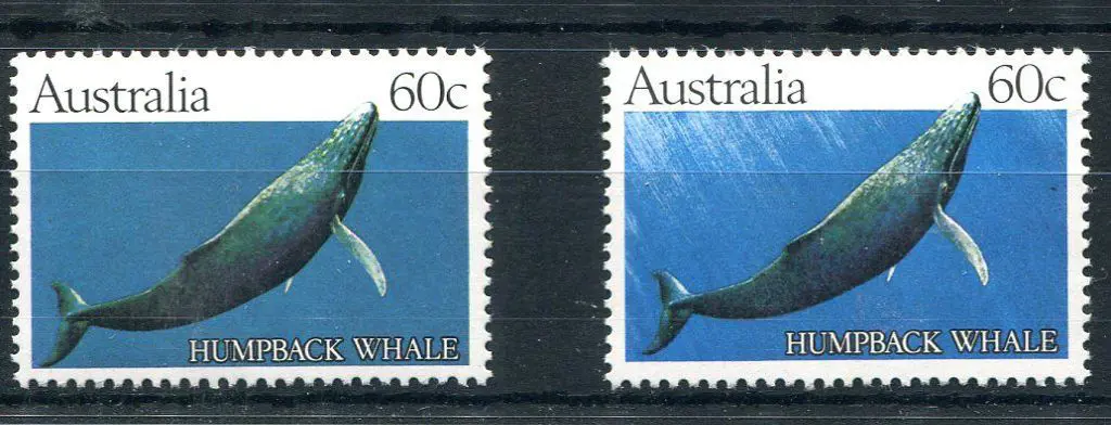 1982 60c Humpback Whale trial printing with solid ... Image 1++
