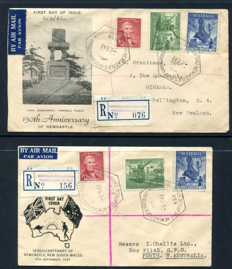 1947 (8th Sep) Newcastle Sesqui set of 3 on ... Image 1++