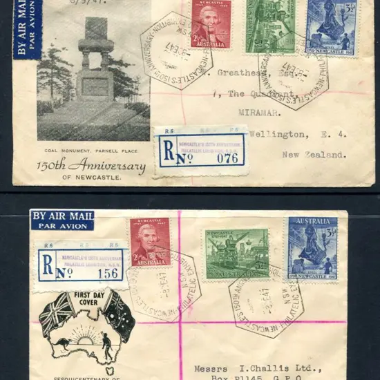 1947 (8th Sep) Newcastle Sesqui set of 3 on ...