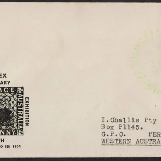 1954 (5th Aug) WAPEX 1954 commem pmk in green on ...
