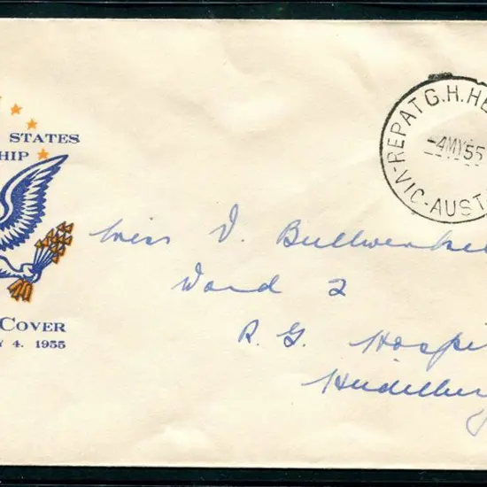 1955 (4th May) 3½d USA Memorial on Royal FDC hand ...