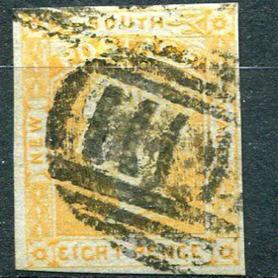 1853 8d orange-yellow Laureate. Good used with 4 ...