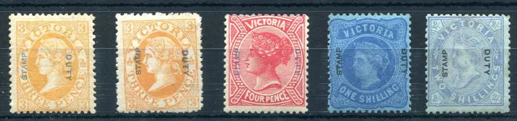 1885 "Stamp Duty" ovpts incl 3d shade MUH/MLH. ... Image 1++