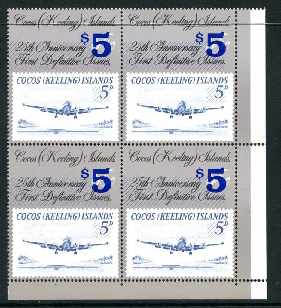 1990 $5 on 65c ovptd Constellation MUH corner ... Image 1++