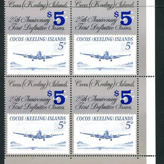 1990 $5 on 65c ovptd Constellation MUH corner ...