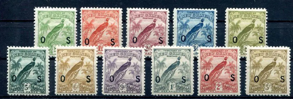 1931 "Dated Birds" to 5/- ovptd "OS". Fresh MLH ... Image 1++