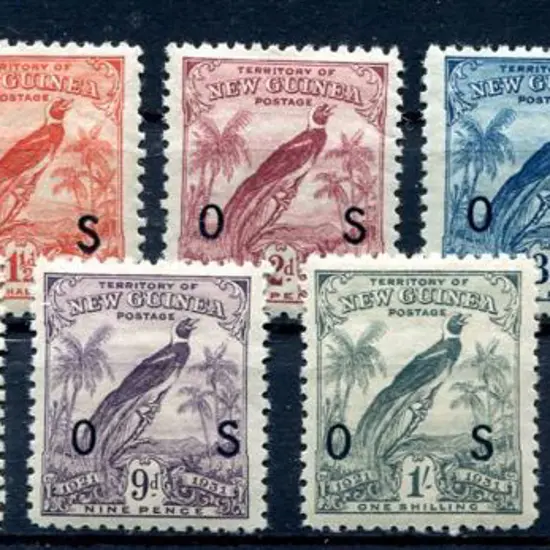 1931 "Dated Birds" to 5/- ovptd "OS". Fresh MLH ...