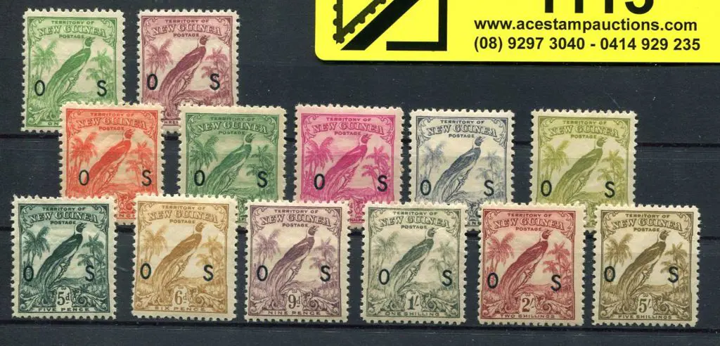 1932/34 "Undated Birds" to 5/- ovptd "OS". 2½d ... Image 1++