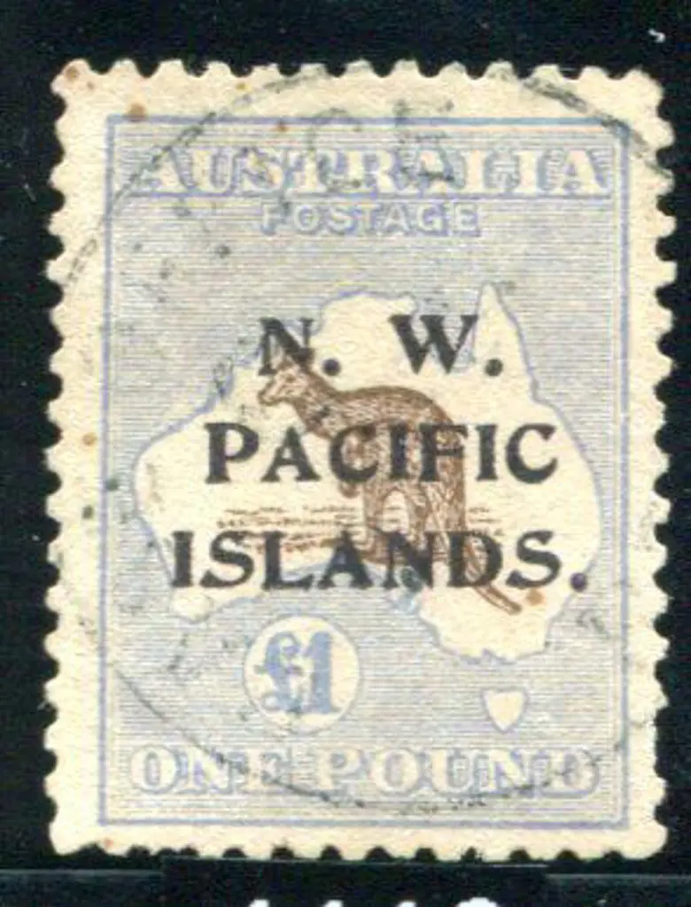 NWPI 1918 £1 chocolate & milky blue kangaroo, 3rd ... Image 1++
