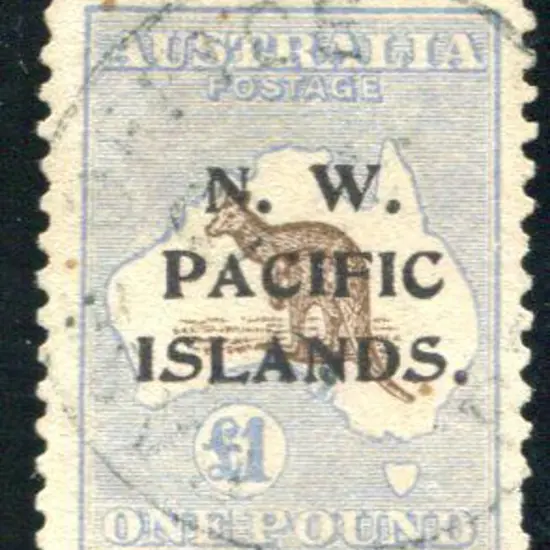 NWPI 1918 £1 chocolate & milky blue kangaroo, 3rd ...