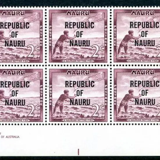 1968 2c Net Fishing with "REPUBLIC OF NAURU" ovpt ...