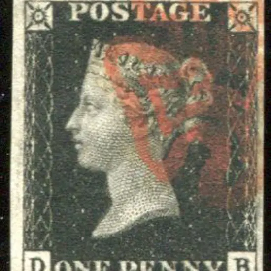 1840 1d intense black, plate 8 with neat corner ...