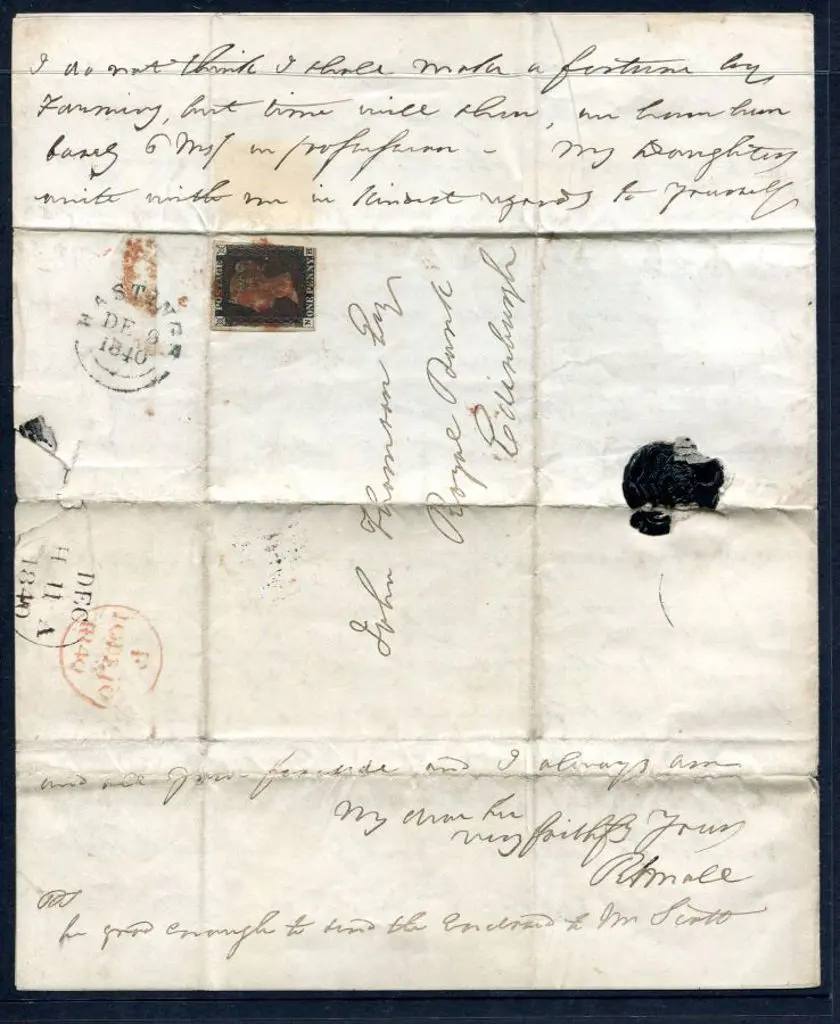 1840 (10th Dec) 1d intense black tied to entire ... Image 1++