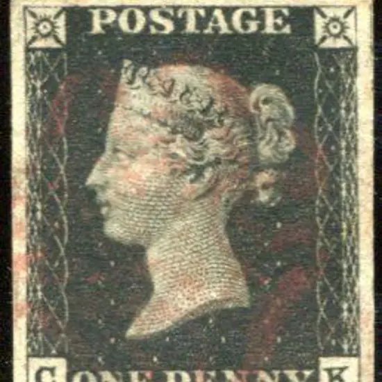 1840 1d black plate 1a with 4 large even margins. ...