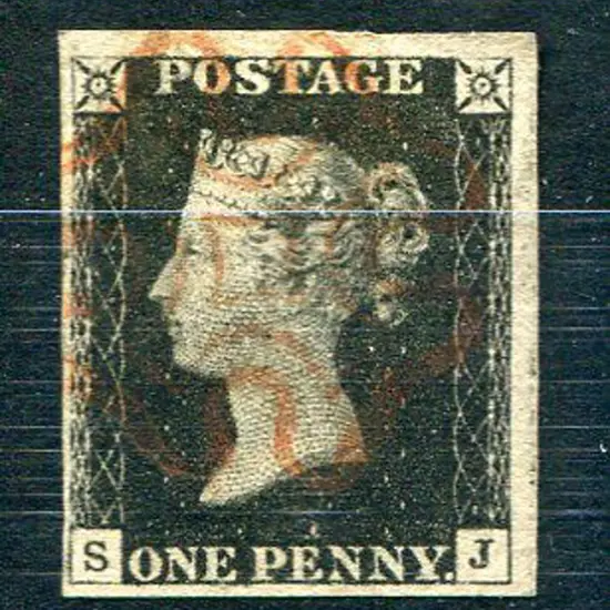 1840 1d black plate 1b. 4 large to huge margins ...