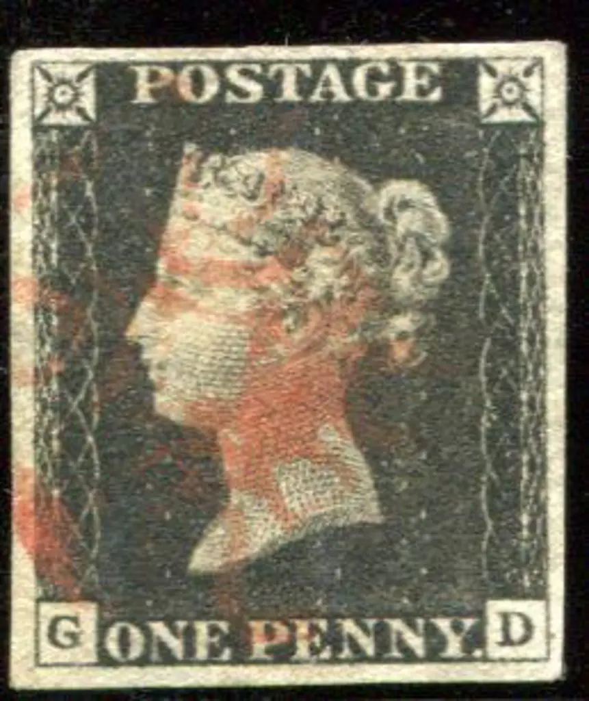 1840 1d black, plate 2 with red Maltese Cross ... Image 1++