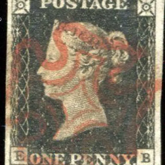 1840 1d black, plate 5 with "E partly doubled in ...