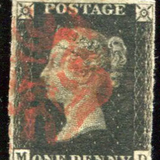 1840 1d black, plate 8 cancelled by red Maltese ...