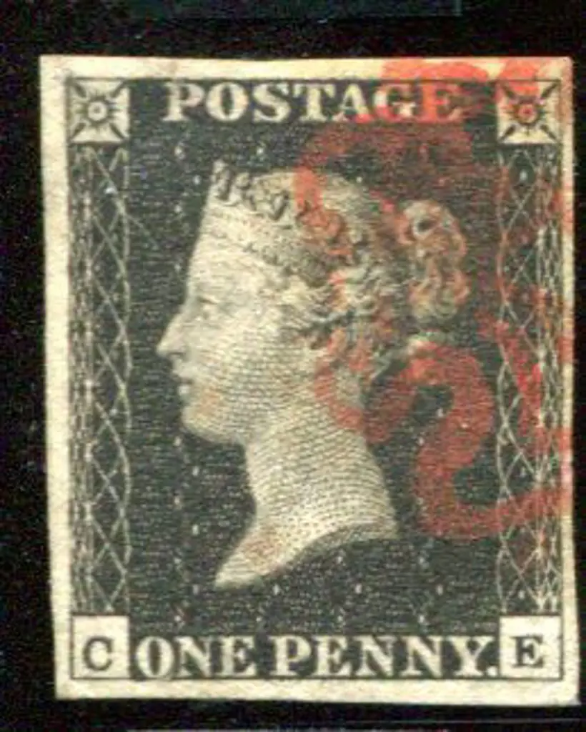 1840 1d black, plate 9 with neat partial red ... Image 1++
