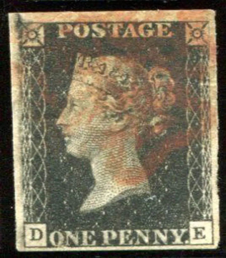 1840 1d black, plate 10. Used with heavy red ... Image 1++