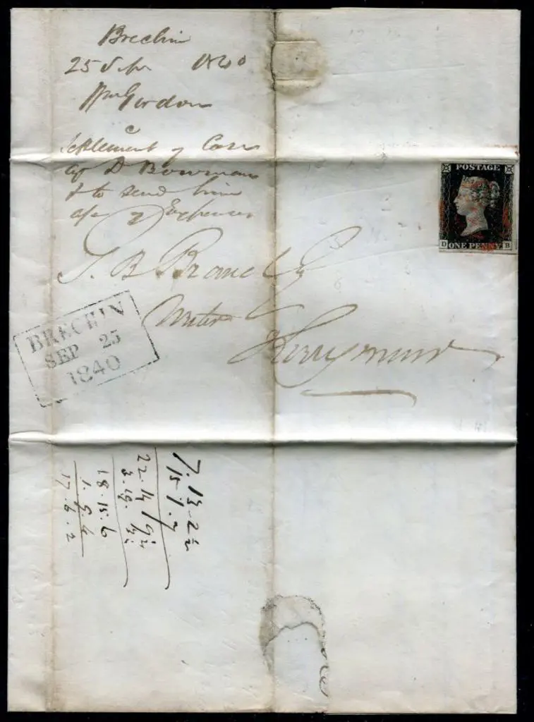1840 (25th Sept) 1d black, plate 4 tied to entire ... Image 1++