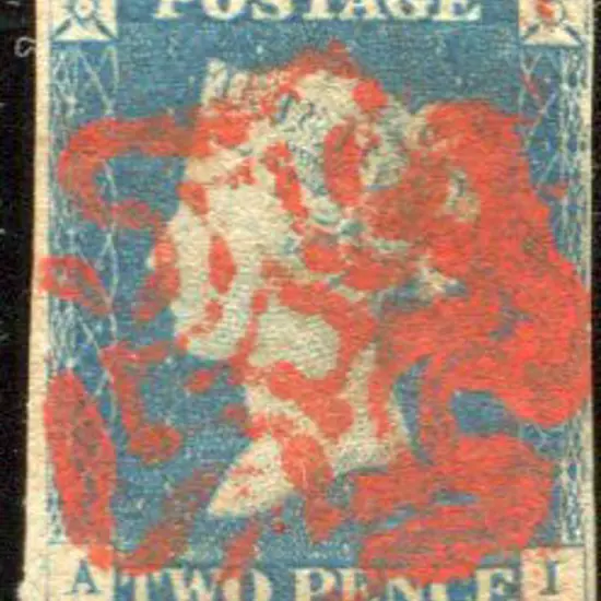 1840 2d pale blue with 4 margins (close at right). ...