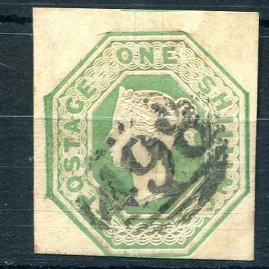 1847/54 1/- pale green embossed good to fine used ...