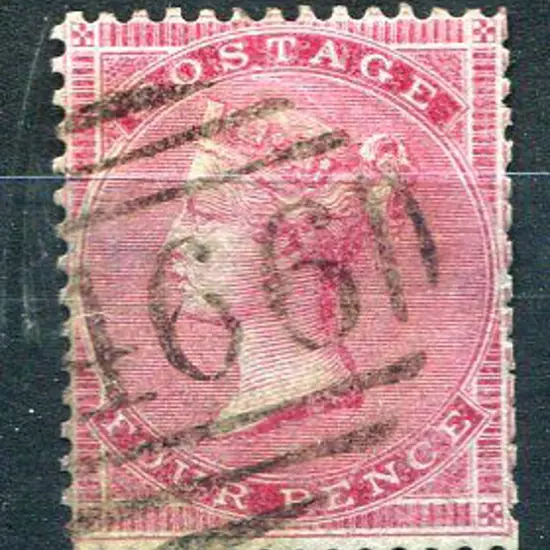 1855/57 4d carmine on blued glazed paper with ...