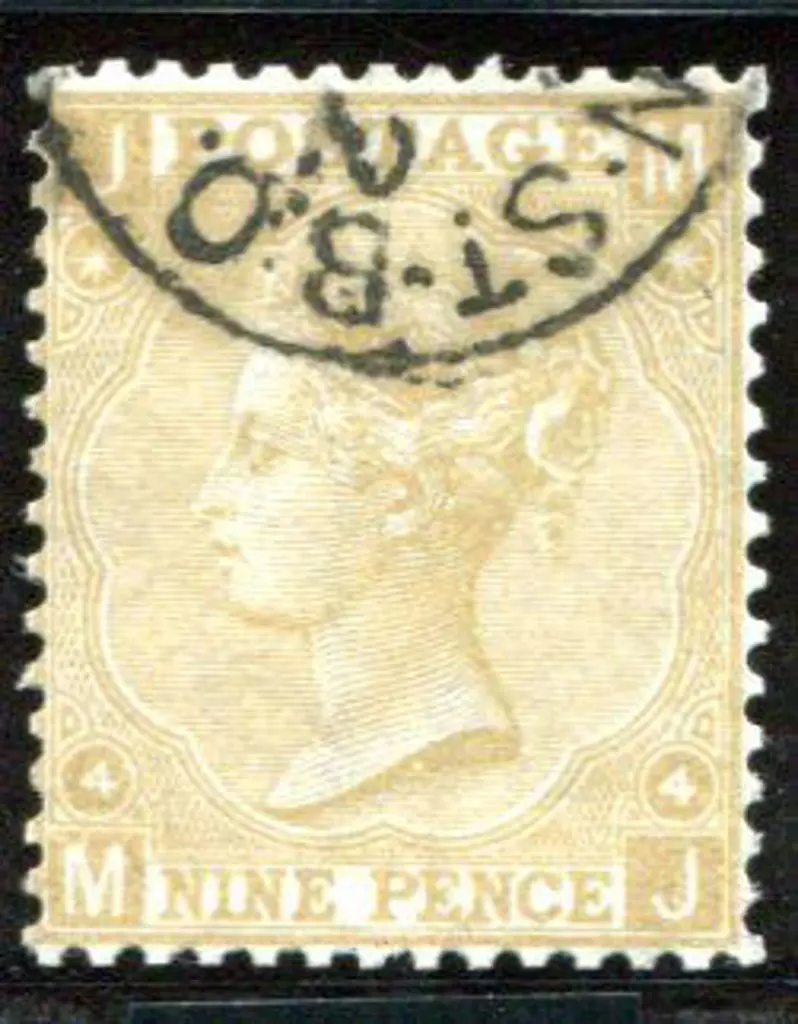 1867 9d straw, plate 4 QV. Superb used with crisp ... Image 1++