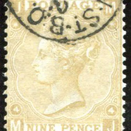 1867 9d straw, plate 4 QV. Superb used with crisp ...