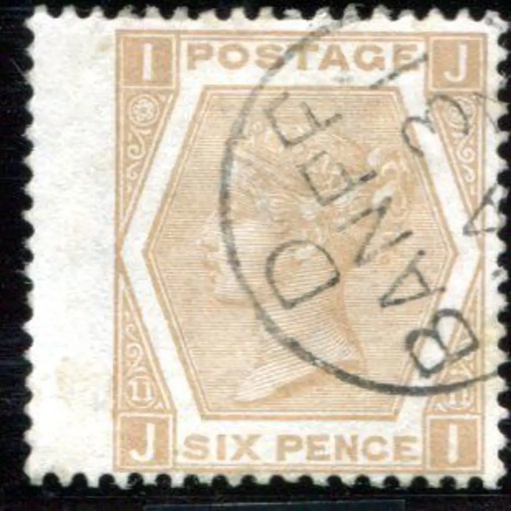1872 6d pale buff, plate 11 with left wing margin. ... Image 1++