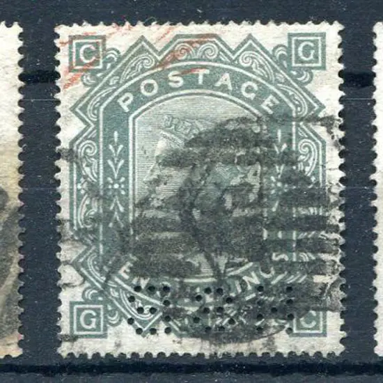 1867/83 5/- rose (plate 1), 10/- greenish grey & ...