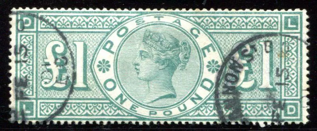 1891 £1 green QV fine used with 2 part cds ... Image 1++