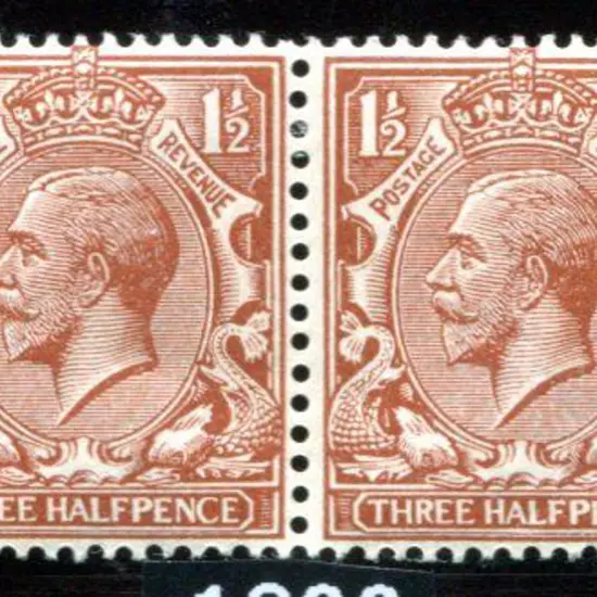 1912/14 1½d red-brown pair with right unit showing ...