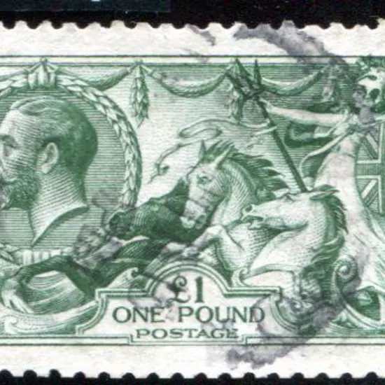 1913 £1 dull blue-green Seahorse, Waterlow ...
