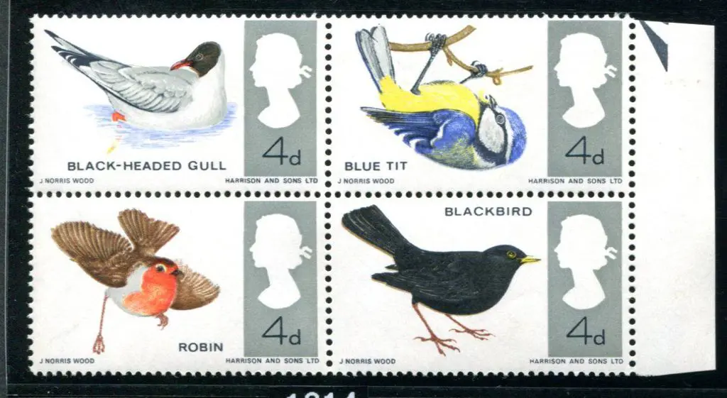 1966 4d Birds se-tenant block of 4 with ... Image 1++