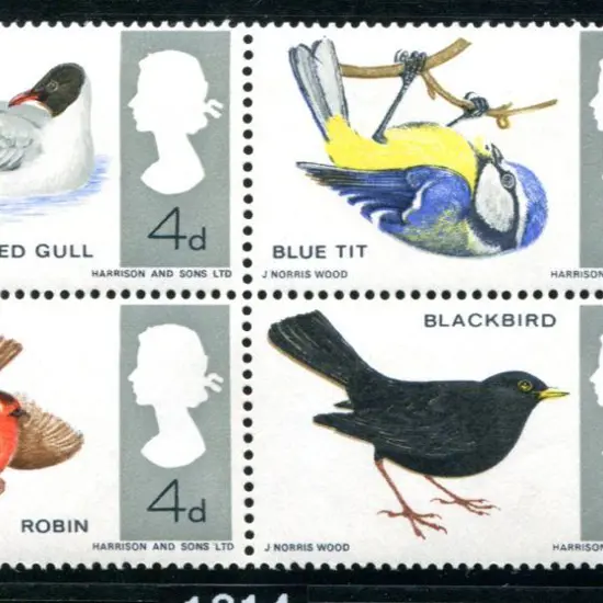 1966 4d Birds se-tenant block of 4 with ...