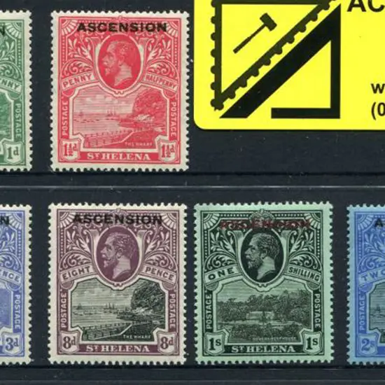 Ascension 1922 ½d to 3/- KGV ovptd set of 9. MVLH ...