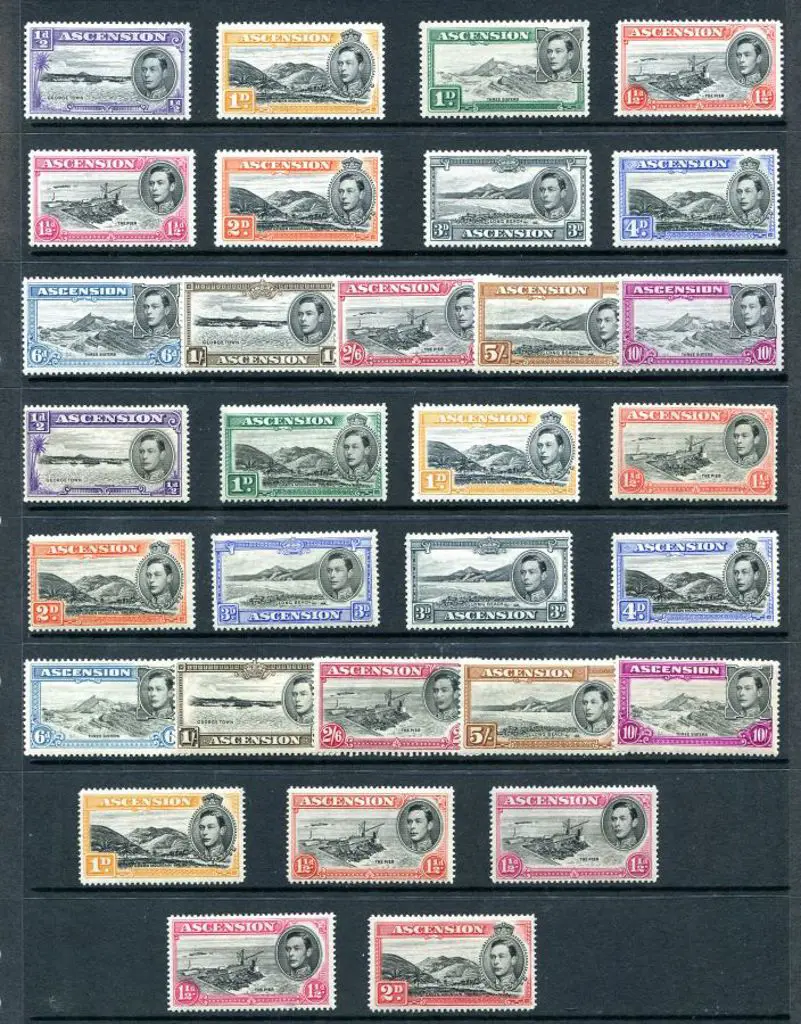 Ascension 1938/53 ½d to 10/- KGVI pictorials perf. ... Image 1++
