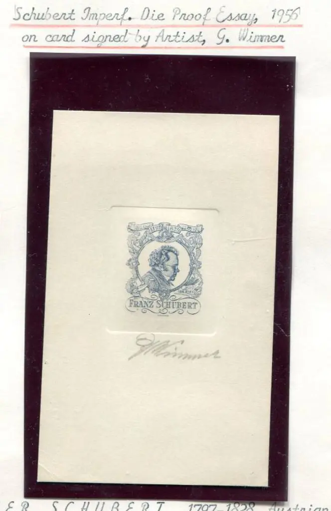 Austria 1956 Schubert imperf die proof essay in ... Image 1++