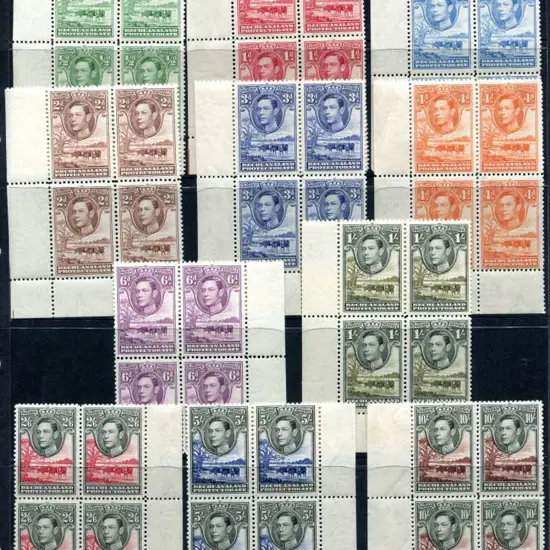 Bechuanaland 1938 KGVI set to 10/- in marginal MUH ...