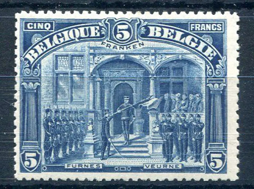 Belgium 1915/22 5f Franken. Centered slightly ... Image 1++