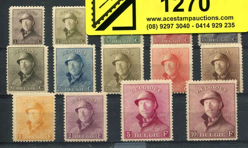 Belgium 1919/20 Albert I set of 14 to 10f. 2f & ... Image 1++