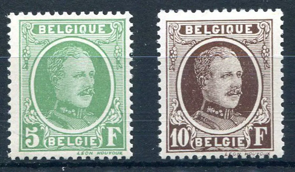 Belgium 1922/27 5f & 10f King Albert defin. Fine ... Image 1++