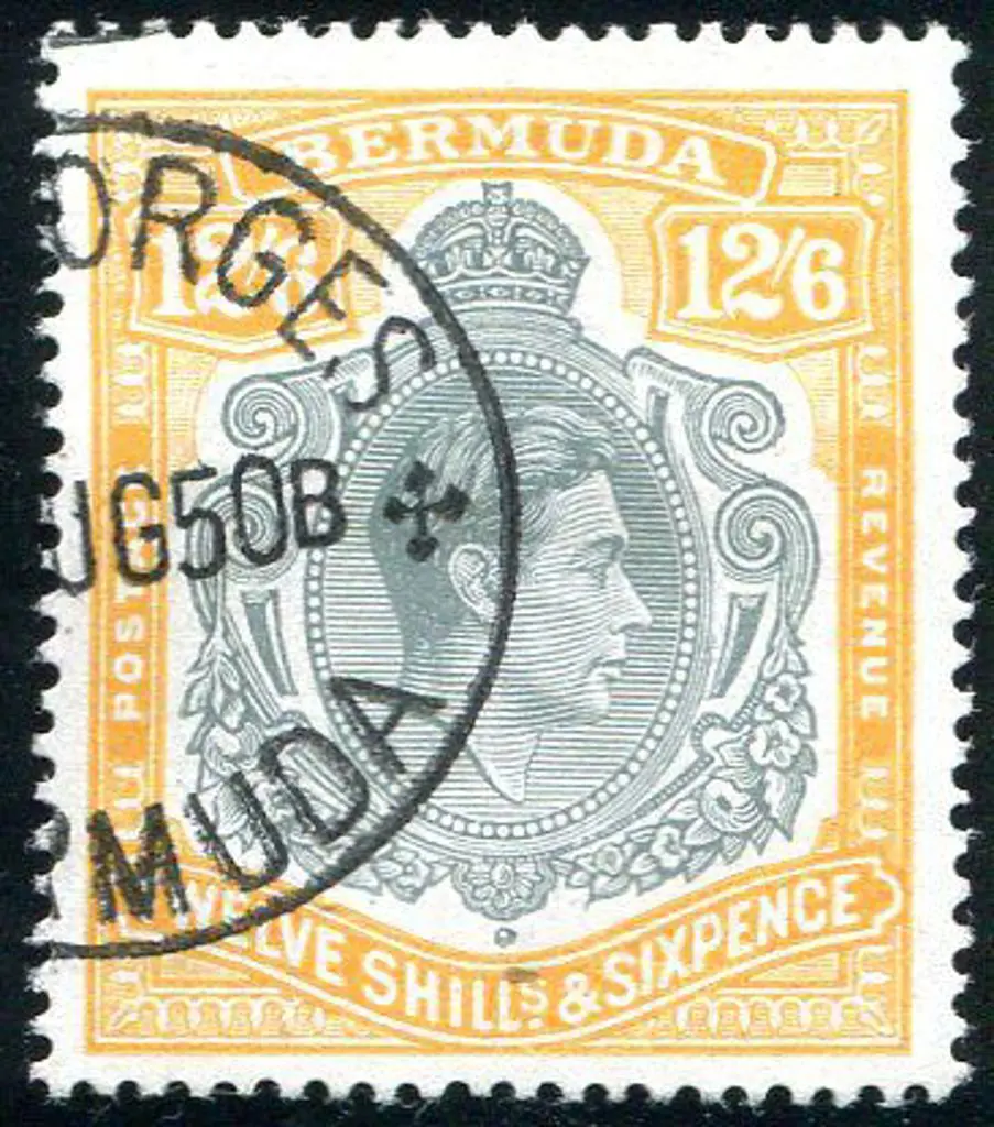 Bermuda 1938/53 12/6d grey & yellow KGVI ... Image 1++