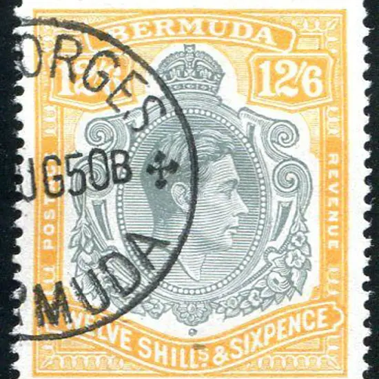 Bermuda 1938/53 12/6d grey & yellow KGVI ...