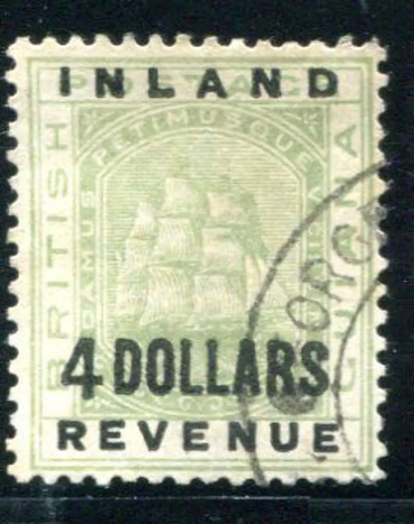 British Guiana 1888/89 $4 green with "Inland ... Image 1++
