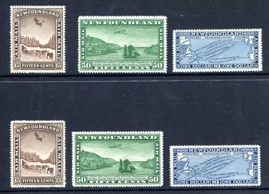 Canada-Newfoundland 1931 15c to $1 Air sets with & ... Image 1++