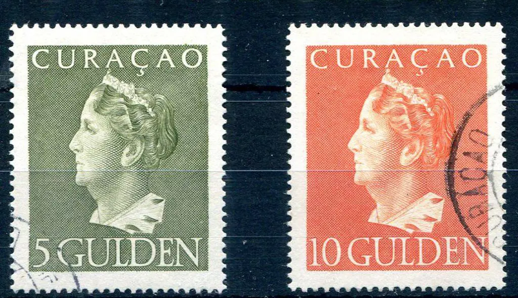 Curacao 1946/47 5g & 10g Queen Wilhelmina high ... Image 1++